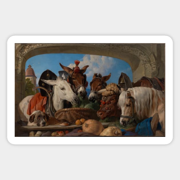 A Group of Animals - Geneva by David Roberts (commission by Sir Edwin Henry Landseer) Sticker by Amanda1775